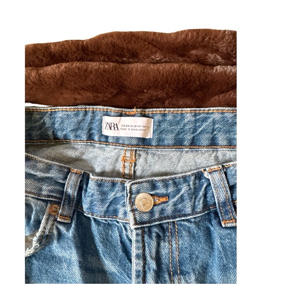 Zara Blue wide Leg frayed hem women’s Jeans size 12 - Picture 5 of 5